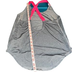 Nike size XS-SM gray tank top pink razor back straps laser cut swoosh oversized